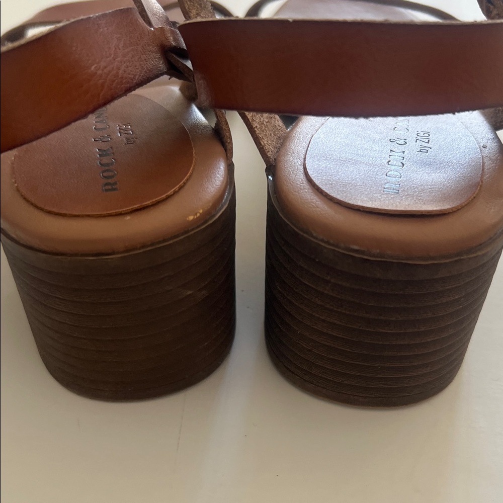 Rock & Candy Brown Leather Ninah Double-Strap Ankle Sandals by Zigi - Picture 8 of 12